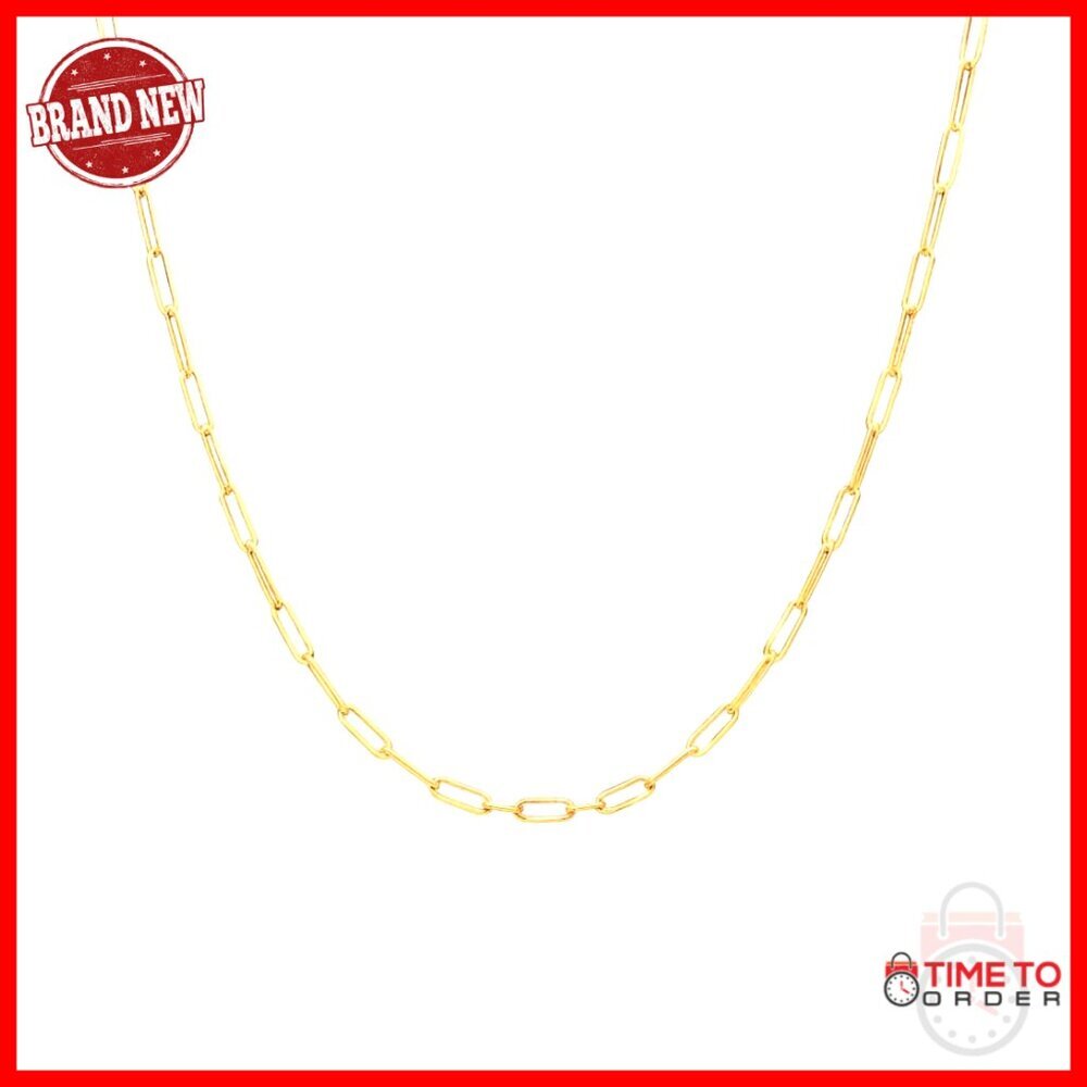 14K Gold Paper Clip Chain Necklace 1.5mm 2mm 3.5mm Italian Made